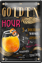 4252024256192		 ''Golden Hour''
Schilderstore24 Blechschilder sind perfekt als Geschenk zu Weihnachten, Geburtstage, Feiern, Partys, Grillabende, Namenstag, Feiertag, Mädelsabend, Hochzeit. Jederzeit stilvoll im Wohnzimmer, Partykeller, Garage, Praxis, cocktailsrezept mischgetränk Alkohol Cocktail Likör Sekt Getränk Alkohol promille schnaps saufen longdrink