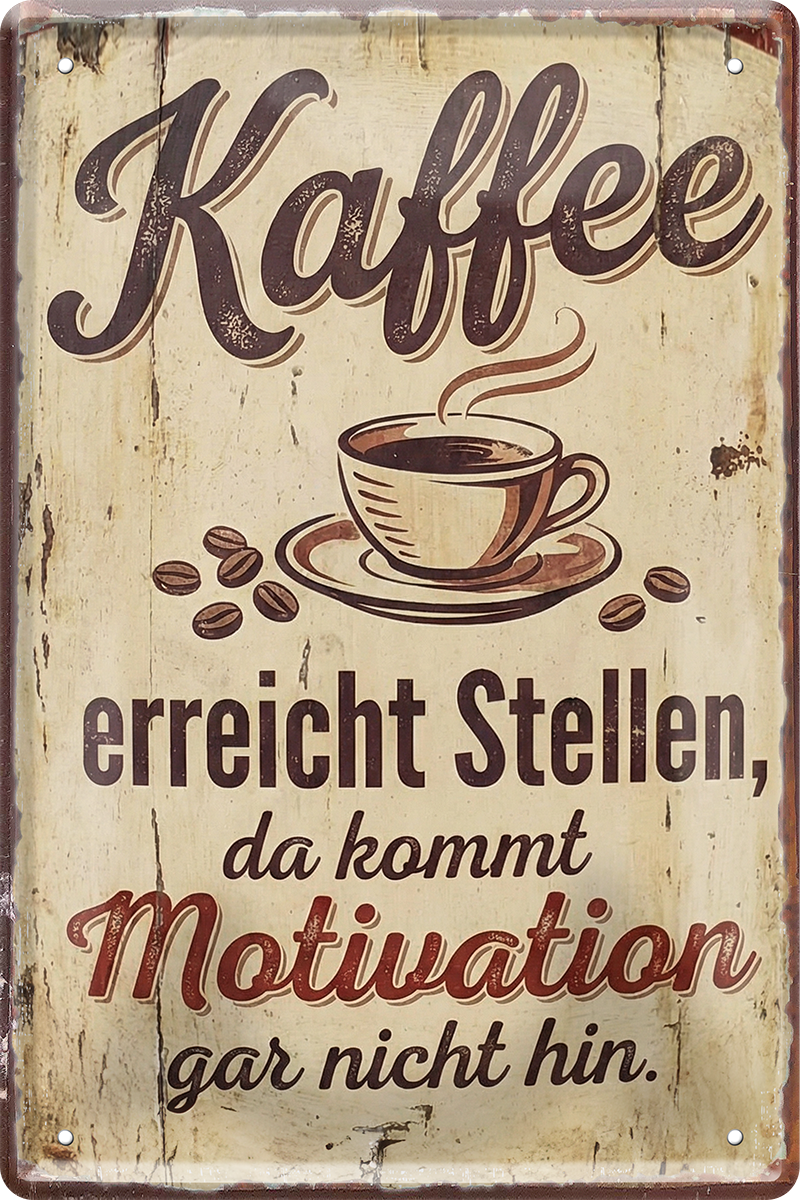 4252024260502		 ''Kaffee erreicht stellen, da kommt Motivation nicht hin''
Schilderstore24 Blechschilder sind perfekt als Geschenk zu Weihnachten, Geburtstage, Feiern, Partys, Grillabende, Namenstag, Feiertag, Mädelsabend, Hochzeit. Jederzeit stilvoll im Wohnzimmer, Partykeller, Garage, Praxis, eiskaffee, Café, lattemachiato Lebensmittel Kaffee Kuchen Sucht café coffee kaffeemaschine getränk essen