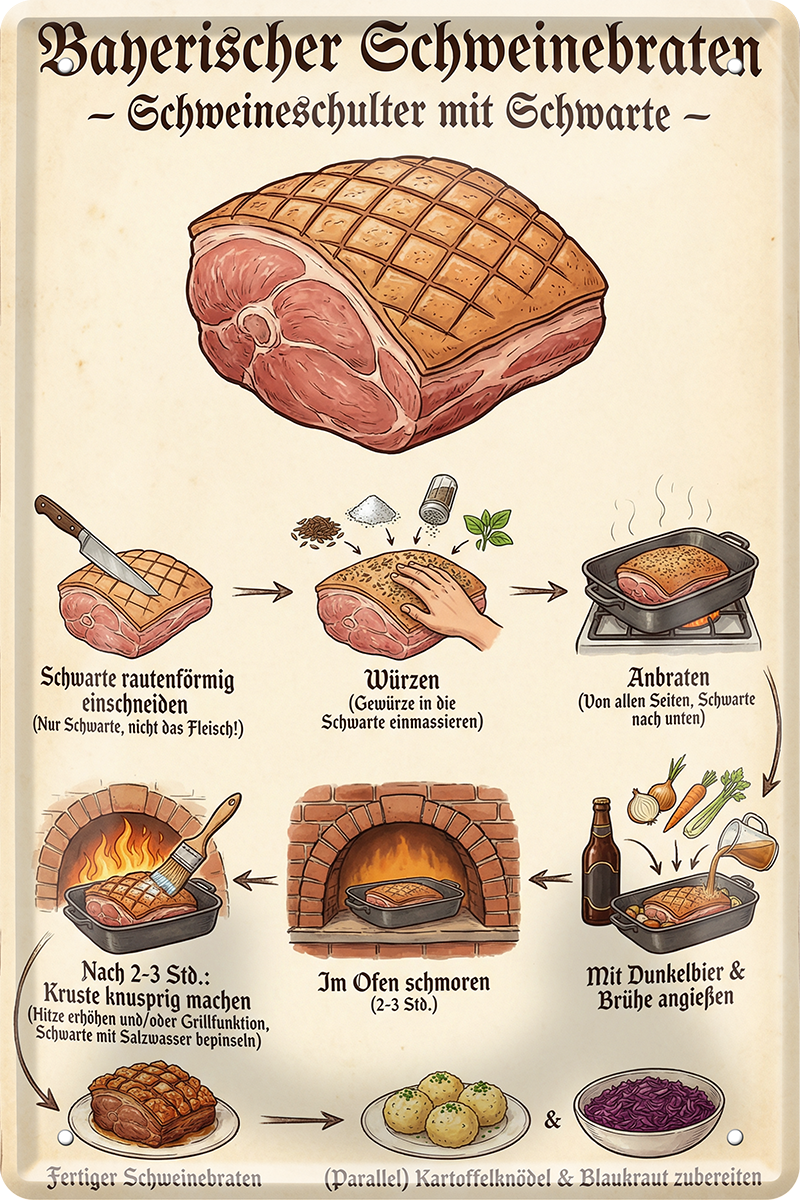 4252024259995		 ''Bayerischer Schweinebraten Schweineschulter''
Schilderstore24 Blechschilder sind perfekt als Geschenk zu Weihnachten, Geburtstage, Feiern, Partys, Grillabende, Partykeller, diät, snack, mahlzei, rezept, wasser Lebensmittel Burger Tee Grill crepes teigware süßigkeit essen grill wurst pommes döner fisch pizza