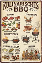 4252024260113		 ''Kulinarisches BBQ''
Schilderstore24 Blechschilder sind perfekt als Geschenk zu Weihnachten, Geburtstage, Feiern, Partys, Grillabende, Partykeller, diät, snack, mahlzei, rezept, wasser Lebensmittel Burger Tee Grill crepes teigware süßigkeit essen grill wurst pommes döner fisch pizza