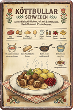 4252024260083		 ''Köttbullar Schweden''
Schilderstore24 Blechschilder sind perfekt als Geschenk zu Weihnachten, Geburtstage, Feiern, Partys, Grillabende, Partykeller, diät, snack, mahlzei, rezept, wasser Lebensmittel Burger Tee Grill crepes teigware süßigkeit essen grill wurst pommes döner fisch pizza