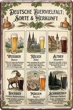 4252024259780		 ''Deutsche Biervielfalt Sorte&Herkunft''
Schilderstore24 Blechschilder sind perfekt als Geschenk zu Weihnachten, Geburtstage, Feiern, Partys, , Hochzeit. Jederzeit stilvoll im Wohnzimmer, Partykeller, Garage, Praxis, beer, Biersorten, zitat Alkohol Kasten Bier Saufen Getränk Bier Alkohol schaumkrone promille hopfen