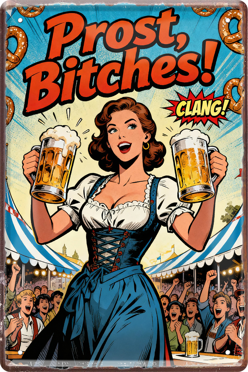 4252024259810		 ''Prost Bitches!''
Schilderstore24 Blechschilder sind perfekt als Geschenk zu Weihnachten, Geburtstage, Feiern, Partys, , Hochzeit. Jederzeit stilvoll im Wohnzimmer, Partykeller, Garage, Praxis, beer, Biersorten, zitat Alkohol Kasten Bier Saufen Getränk Bier Alkohol schaumkrone promille hopfen
