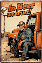 4252024259797		 ''In Beer we trust! (mit flasche)''
Schilderstore24 Blechschilder sind perfekt als Geschenk zu Weihnachten, Geburtstage, Feiern, Partys, , Hochzeit. Jederzeit stilvoll im Wohnzimmer, Partykeller, Garage, Praxis, beer, Biersorten, zitat Alkohol Kasten Bier Saufen Getränk Bier Alkohol schaumkrone promille hopfen