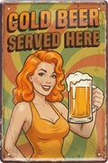 4252024259759		 ''Cold Beer served here''
Schilderstore24 Blechschilder sind perfekt als Geschenk zu Weihnachten, Geburtstage, Feiern, Partys, , Hochzeit. Jederzeit stilvoll im Wohnzimmer, Partykeller, Garage, Praxis, beer, Biersorten, zitat Alkohol Kasten Bier Saufen Getränk Bier Alkohol schaumkrone promille hopfen
