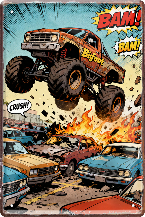 4252024260748		 ''Bam Bam Monstertruck''
Schilderstore24 Blechschilder sind perfekt als Geschenk zu Weihnachten, Geburtstage, Feiern, Partys, Grillabende, Namenstag, Feiertag, Mädelsabend, racer. Jederzeit stilvoll im Wohnzimmer, truck, Garage, biker, zitat, route, highway Mechaniker Auto Motorrad Werkstatt auto lkw brummi tüfteln schrauber