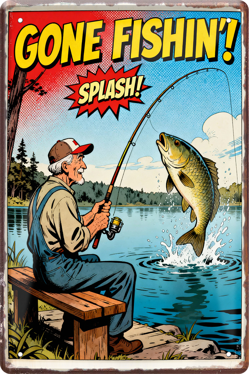 4252024259841		 ''Gone Fishin Splash''
Schilderstore24 Blechschilder sind perfekt als Geschenk zu Weihnachten, Geburtstage, Feiern, Partys, Grillabende, Namenstag, Feiertag, Mädelsabend, Hochzeit. Jederzeit stilvoll im Wohnzimmer, Partykeller, Garage, Praxis, Büro, Café, Hauseingang Angeln Fischen Meerestier Bootsausflug see meer fisch wasser angeln fischen