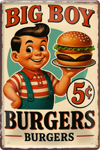 4252024260014		 ''Big Boy Burgers''
Schilderstore24 Blechschilder sind perfekt als Geschenk zu Weihnachten, Geburtstage, Feiern, Partys, Grillabende, Partykeller, diät, snack, mahlzei, rezept, wasser Lebensmittel Burger Tee Grill crepes teigware süßigkeit essen grill wurst pommes döner fisch pizza