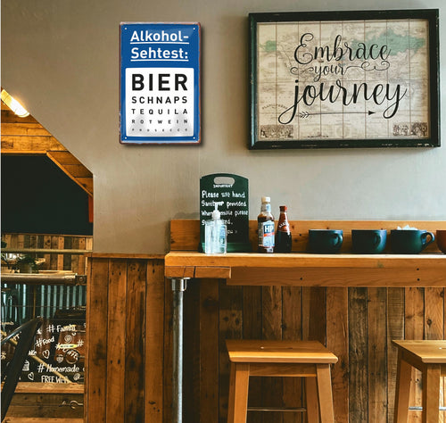 Blechschild ''Alkohol- Sehtest'' 20x30cm