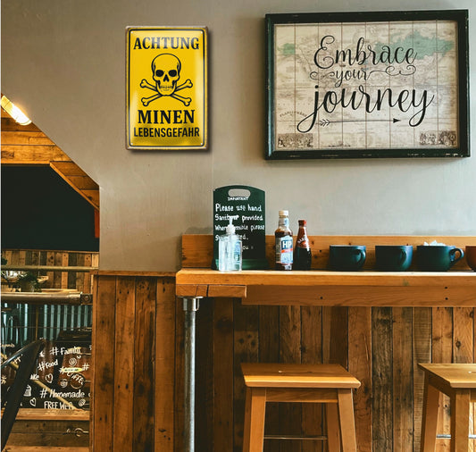 Blechschild ''Achtung Minen Lebensgefahr'' 20x30cm