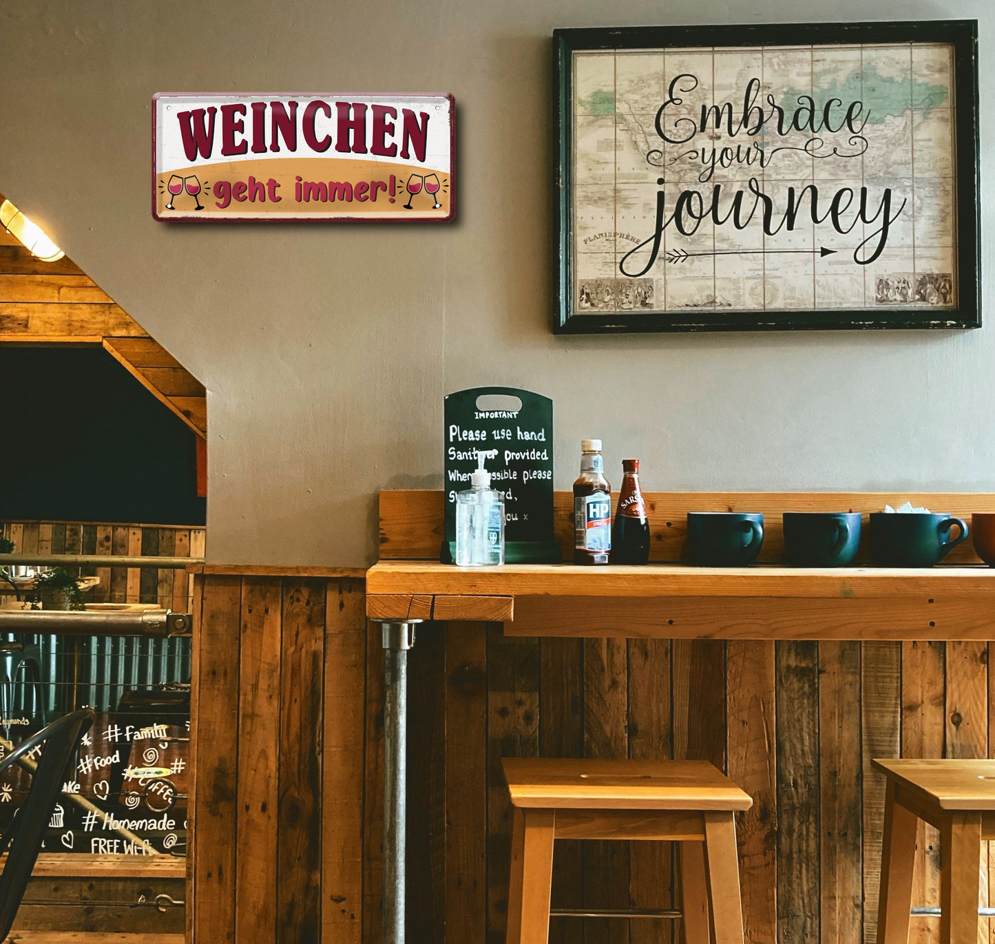 Blechschild ''Weinchen geht immer!'' 28x12cm