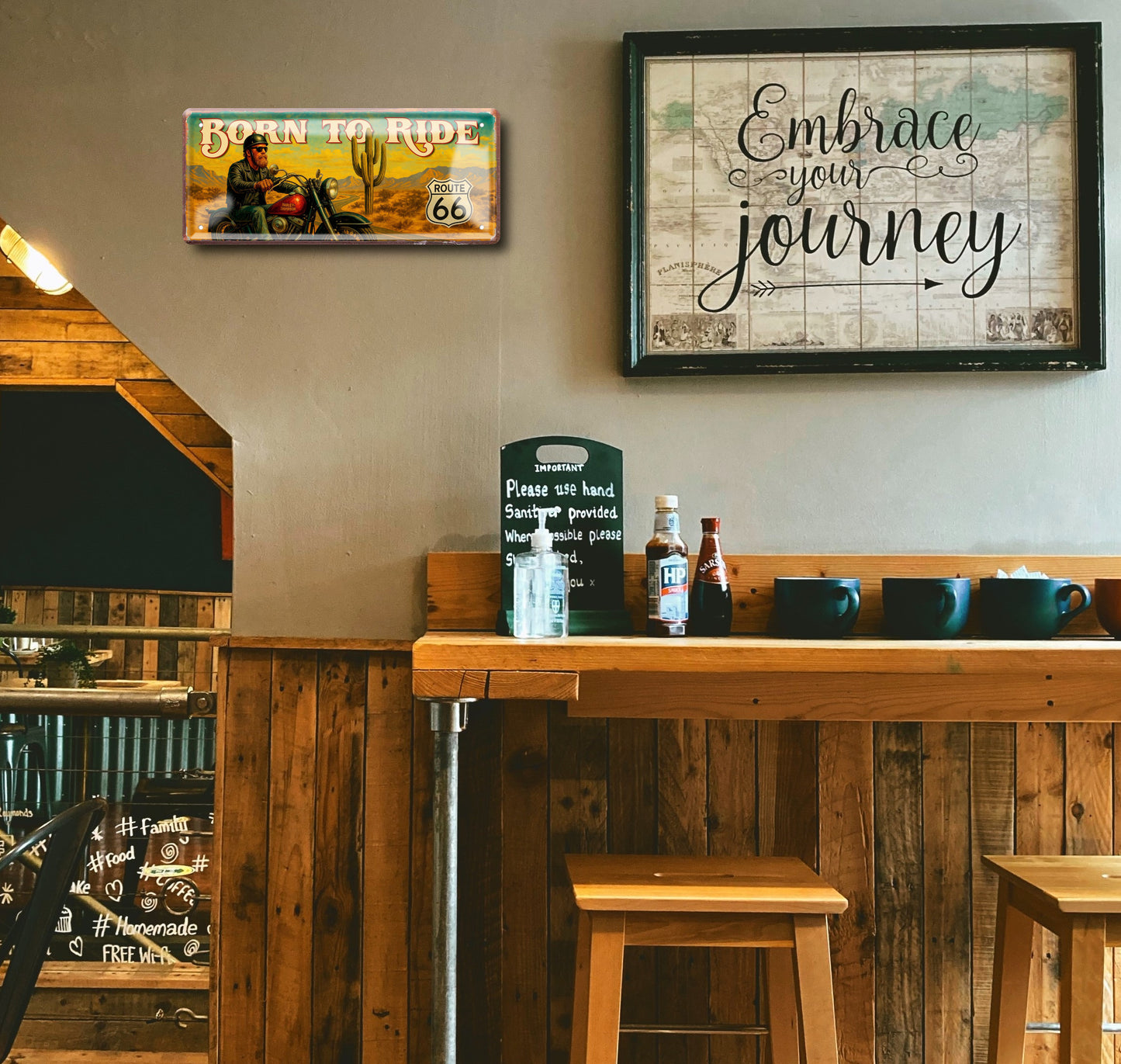 Blechschild  ''Born to ride Route 66''28x12cm