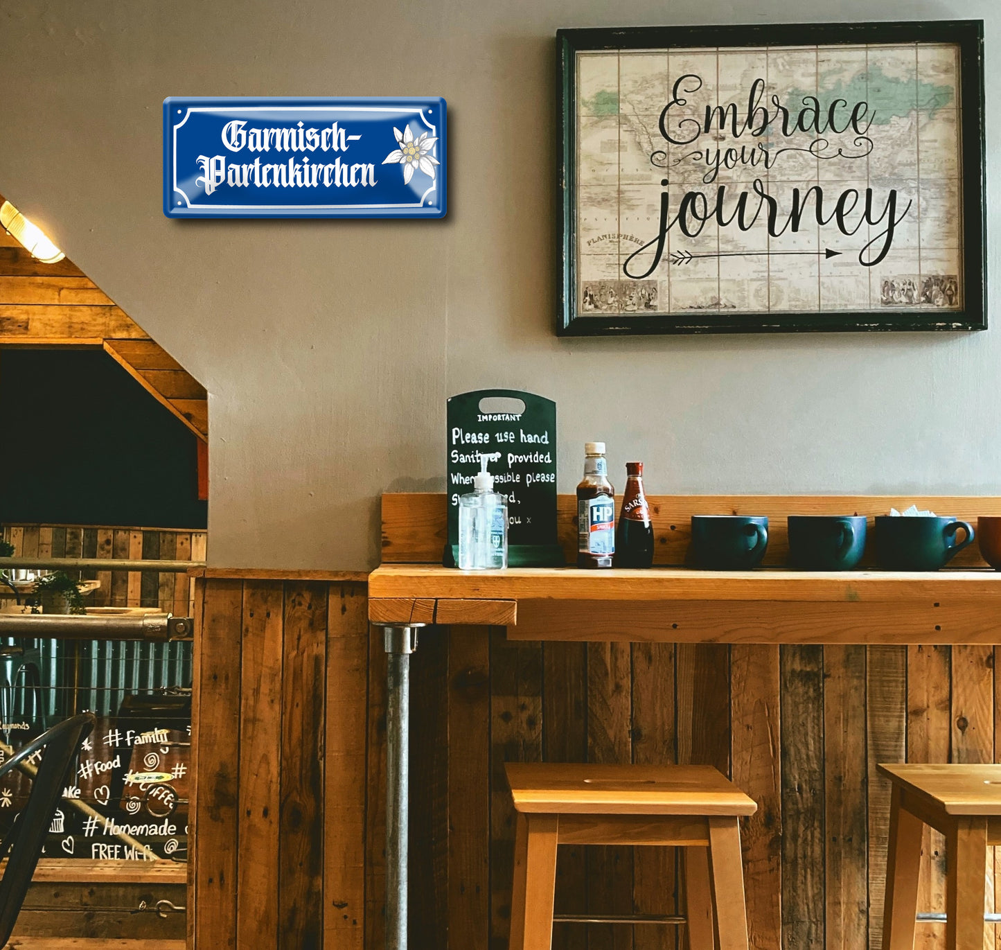 Blechschild ''Garmisch-Partenkirchen ((blume)'' 28x12cm