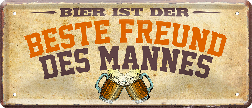 4252024250206		 ''Bier ist der beste Freund des Mannes'' Schilderstore24 Blechschilder sind perfekt als Geschenk zu Weihnachten, Geburtstage, Feiern, Partys, Grillabende, Namenstag, Feiertag, Mädelsabend, Hochzeit. Jederzeit stilvoll im Wohnzimmer, Partykeller, Garage, Praxis, Büro, Café, Hauseingang Alkohol Kasten Bier Saufen Getränk Bier Alkohol schaumkrone promille hopfen