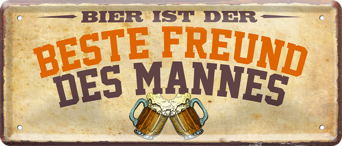 4252024250206		 ''Bier ist der beste Freund des Mannes'' Schilderstore24 Blechschilder sind perfekt als Geschenk zu Weihnachten, Geburtstage, Feiern, Partys, Grillabende, Namenstag, Feiertag, Mädelsabend, Hochzeit. Jederzeit stilvoll im Wohnzimmer, Partykeller, Garage, Praxis, Büro, Café, Hauseingang Alkohol Kasten Bier Saufen Getränk Bier Alkohol schaumkrone promille hopfen