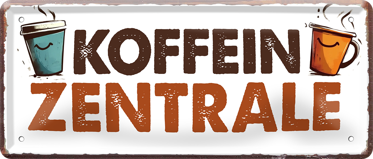 4252024253399		 ''Koffein Zentrale''
Schilderstore24 Blechschilder sind perfekt als Geschenk zu Weihnachten, Geburtstage, Feiern, Partys, Grillabende, Namenstag, Feiertag, Mädelsabend, Hochzeit. Jederzeit stilvoll im Wohnzimmer, Partykeller, Garage, Praxis, Büro, Café, Hauseingang Lebensmittel Kaffee Kuchen Sucht café coffee kaffeemaschine getränk essen