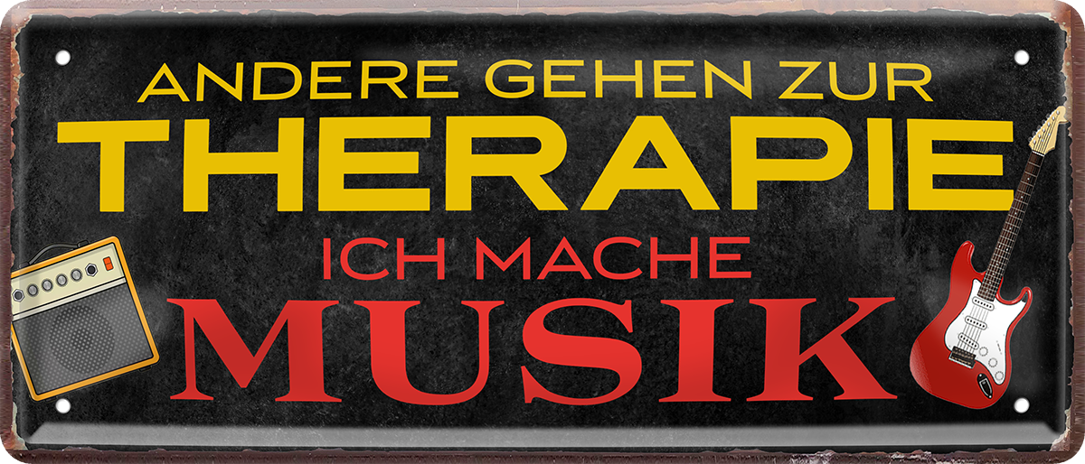 4252024253788		 ''Andere gehen zur Therapie. Ich mache Musik''
Schilderstore24 Blechschilder sind perfekt als Geschenk zu Weihnachten, Geburtstage, Feiern, Partys, Grillabende, Namenstag, Feiertag, Mädelsabend, Hochzeit. Jederzeit stilvoll im Wohnzimmer, Partykeller, Garage, Praxis, Büro, Café, Hauseingang Musik Metall Rock Pop Klassik singen metall rock lieder melodie instrumente