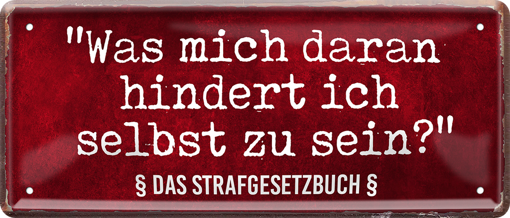 4252024253825		 ''Was mich daran hindert ich zu sein. Strafgesetzbuch''
Schilderstore24 Blechschilder sind perfekt als Geschenk zu Weihnachten, Geburtstage, Feiern, Partys, Grillabende, Namenstag, Feiertag, Mädelsabend, Hochzeit. Jederzeit stilvoll im Wohnzimmer, Partykeller, Garage, Praxis, Büro, Café, Hauseingang politik regierung fachkräfte ironsich kanzler job Politiker Kabinett Chef Regierung