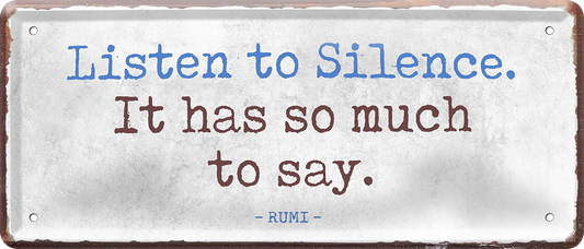4252024253702		 ''Listen so Silence. It has so much to say''
Schilderstore24 Blechschilder sind perfekt als Geschenk zu Weihnachten, Geburtstage, Feiern, Partys, Grillabende, Namenstag, Feiertag, Mädelsabend, Hochzeit. Jederzeit stilvoll im Wohnzimmer, Partykeller, Garage, Praxis, Büro, Café, Hauseingang Weisheiten Leben Sprichwörter Tipp wahrheit sprichwort tiefsinnig ratschlag
