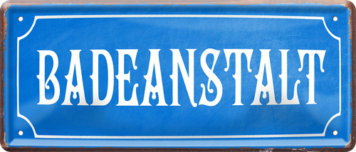 4252024253511		 ''Badeanstalt''
Schilderstore24 Blechschilder sind perfekt als Geschenk zu Weihnachten, Geburtstage, Feiern, Partys, Grillabende, Namenstag, Feiertag, Mädelsabend, Hochzeit. Jederzeit stilvoll im Wohnzimmer, Partykeller, Garage, Praxis, Büro, Café, Hauseingang Küche Haushalt Willkommen Eigenheim heim essen haus kochen herzlich Zuhause putzen