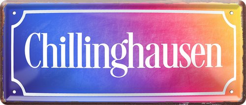 4252024253535		 ''Chillinghausen''
Schilderstore24 Blechschilder sind perfekt als Geschenk zu Weihnachten, Geburtstage, Feiern, Partys, Grillabende, Namenstag, Feiertag, Mädelsabend, Hochzeit. Jederzeit stilvoll im Wohnzimmer, Partykeller, Garage, Praxis, Büro, Café, Hauseingang Küche Haushalt Willkommen Eigenheim heim essen haus kochen herzlich Zuhause putzen