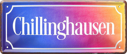 4252024253535		 ''Chillinghausen''
Schilderstore24 Blechschilder sind perfekt als Geschenk zu Weihnachten, Geburtstage, Feiern, Partys, Grillabende, Namenstag, Feiertag, Mädelsabend, Hochzeit. Jederzeit stilvoll im Wohnzimmer, Partykeller, Garage, Praxis, Büro, Café, Hauseingang Küche Haushalt Willkommen Eigenheim heim essen haus kochen herzlich Zuhause putzen