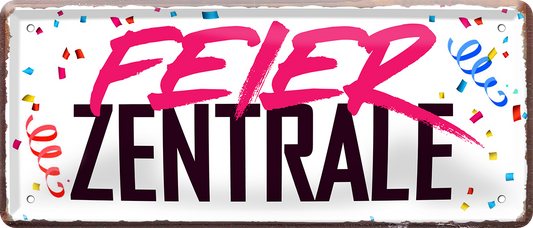 4252024253559		 ''Feier Zentrale''
Schilderstore24 Blechschilder sind perfekt als Geschenk zu Weihnachten, Geburtstage, Feiern, Partys, Grillabende, Namenstag, Feiertag, Mädelsabend, Hochzeit. Jederzeit stilvoll im Wohnzimmer, Partykeller, Garage, Praxis, Büro, Café, Hauseingang Küche Haushalt Willkommen Eigenheim heim essen haus kochen herzlich Zuhause putzen