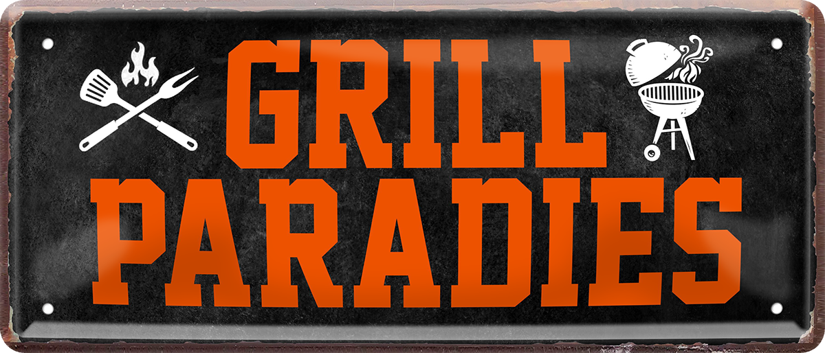 4252024253306		 ''Grill Paradies''
Schilderstore24 Blechschilder sind perfekt als Geschenk zu Weihnachten, Geburtstage, Feiern, Partys, Grillabende, Namenstag, Feiertag, Mädelsabend, Hochzeit. Jederzeit stilvoll im Wohnzimmer, Partykeller, Garage, Praxis, Büro, Café, Hauseingang Lebensmittel Kultur Leibspeise Bier tradition essen speise hausgemacht wurst deftig