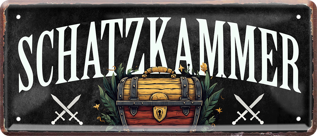 4252024253597		 ''Schatzkammer''
Schilderstore24 Blechschilder sind perfekt als Geschenk zu Weihnachten, Geburtstage, Feiern, Partys, Grillabende, Namenstag, Feiertag, Mädelsabend, Hochzeit. Jederzeit stilvoll im Wohnzimmer, Partykeller, Garage, Praxis, Büro, Café, Hauseingang Küche Haushalt Willkommen Eigenheim heim essen haus kochen herzlich Zuhause putzen