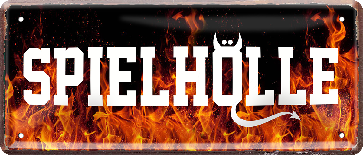 4252024253603		 ''Spielhölle''
Schilderstore24 Blechschilder sind perfekt als Geschenk zu Weihnachten, Geburtstage, Feiern, Partys, Grillabende, Namenstag, Feiertag, Mädelsabend, Hochzeit. Jederzeit stilvoll im Wohnzimmer, Partykeller, Garage, Praxis, Büro, Café, Hauseingang Küche Haushalt Willkommen Eigenheim heim essen haus kochen herzlich Zuhause putzen