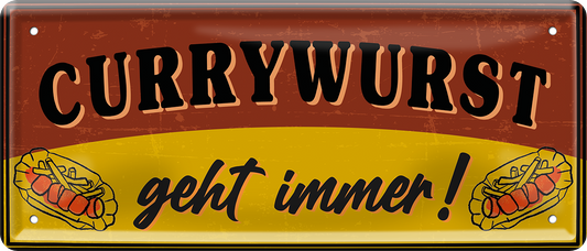 4252024253269		 ''Currywurst geht immer!''
Schilderstore24 Blechschilder sind perfekt als Geschenk zu Weihnachten, Geburtstage, Feiern, Partys, Grillabende, Namenstag, Feiertag, Mädelsabend, Hochzeit. Jederzeit stilvoll im Wohnzimmer, Partykeller, Garage, Praxis, Büro, Café, Hauseingang Lebensmittel Kultur Leibspeise Bier tradition essen speise hausgemacht wurst deftig