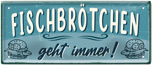 4252024253290		 ''Fischbrötchen geht immer!''
Schilderstore24 Blechschilder sind perfekt als Geschenk zu Weihnachten, Geburtstage, Feiern, Partys, Grillabende, Namenstag, Feiertag, Mädelsabend, Hochzeit. Jederzeit stilvoll im Wohnzimmer, Partykeller, Garage, Praxis, Büro, Café, Hauseingang Lebensmittel Kultur Leibspeise Bier tradition essen speise hausgemacht wurst deftig