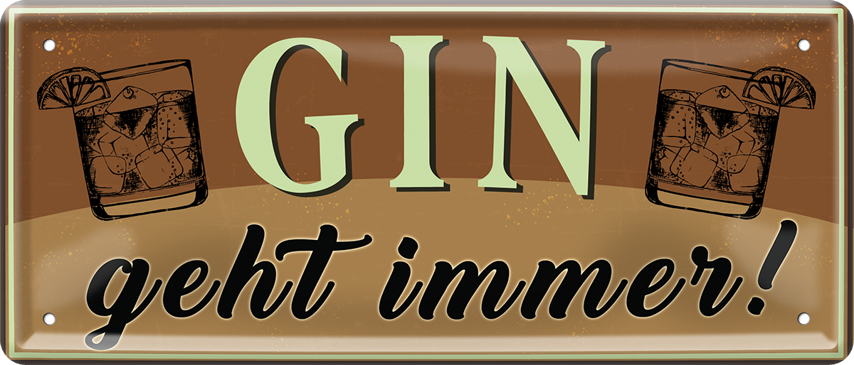 4252024253115		 ''Gin geht immer! (schwarz)''
Schilderstore24 Blechschilder sind perfekt als Geschenk zu Weihnachten, Geburtstage, Feiern, Partys, Grillabende, Namenstag, Feiertag, Mädelsabend, Hochzeit. Jederzeit stilvoll im Wohnzimmer, Partykeller, Garage, Praxis, Büro, Café, Hauseingang Alkohol Cocktail Bier Sekt Getränk Bier Alkohol schnaps promille tequila   