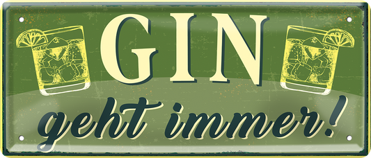 4252024253108		 ''Gin geht immer! (gelb)'' Schilderstore24 Blechschilder sind perfekt als Geschenk zu Weihnachten, Geburtstage, Feiern, Partys, Grillabende, Namenstag, Feiertag, Mädelsabend, Hochzeit. Jederzeit stilvoll im Wohnzimmer, Partykeller, Garage, Praxis, Büro, Café, Hauseingang Alkohol Cocktail Bier Sekt Getränk Bier Alkohol schnaps promille tequila   
