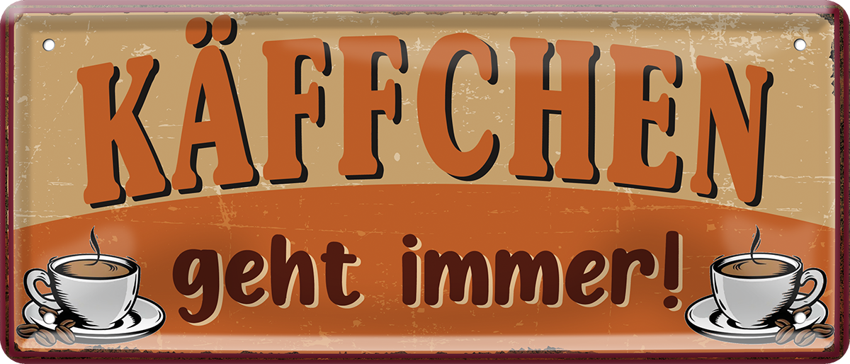 4252024253382		 ''Käffchen geht immer!''
Schilderstore24 Blechschilder sind perfekt als Geschenk zu Weihnachten, Geburtstage, Feiern, Partys, Grillabende, Namenstag, Feiertag, Mädelsabend, Hochzeit. Jederzeit stilvoll im Wohnzimmer, Partykeller, Garage, Praxis, Büro, Café, Hauseingang Lebensmittel Kaffee Kuchen Sucht café coffee kaffeemaschine getränk essen