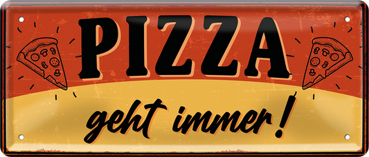 4252024253337		 ''Pizza geht immer!''
Schilderstore24 Blechschilder sind perfekt als Geschenk zu Weihnachten, Geburtstage, Feiern, Partys, Grillabende, Namenstag, Feiertag, Mädelsabend, Hochzeit. Jederzeit stilvoll im Wohnzimmer, Partykeller, Garage, Praxis, Büro, Café, Hauseingang Lebensmittel Kultur Leibspeise Bier tradition essen speise hausgemacht wurst deftig