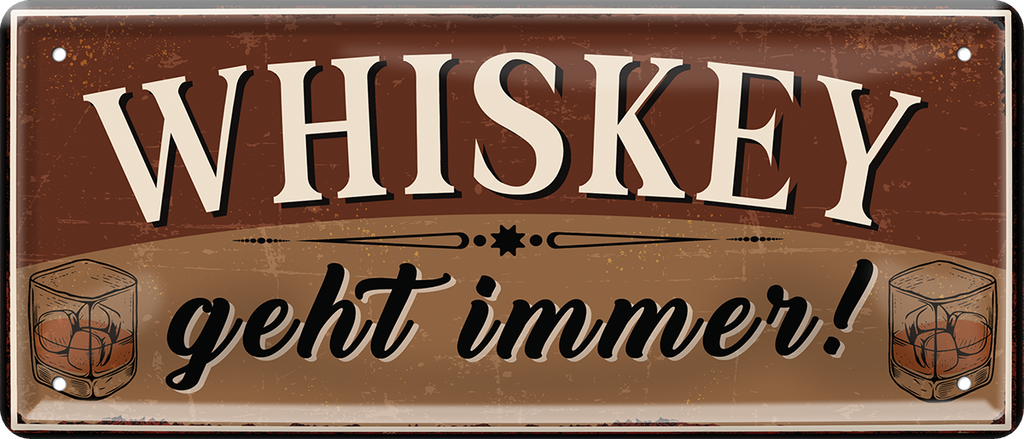 4252024253139		 ''Whiskey geht immer!''
Schilderstore24 Blechschilder sind perfekt als Geschenk zu Weihnachten, Geburtstage, Feiern, Partys, Grillabende, Namenstag, Feiertag, Mädelsabend, Hochzeit. Jederzeit stilvoll im Wohnzimmer, Partykeller, Garage, Praxis, Büro, Café, Hauseingang Alkohol Cocktail Bier Sekt Getränk Bier Alkohol schnaps promille tequila   