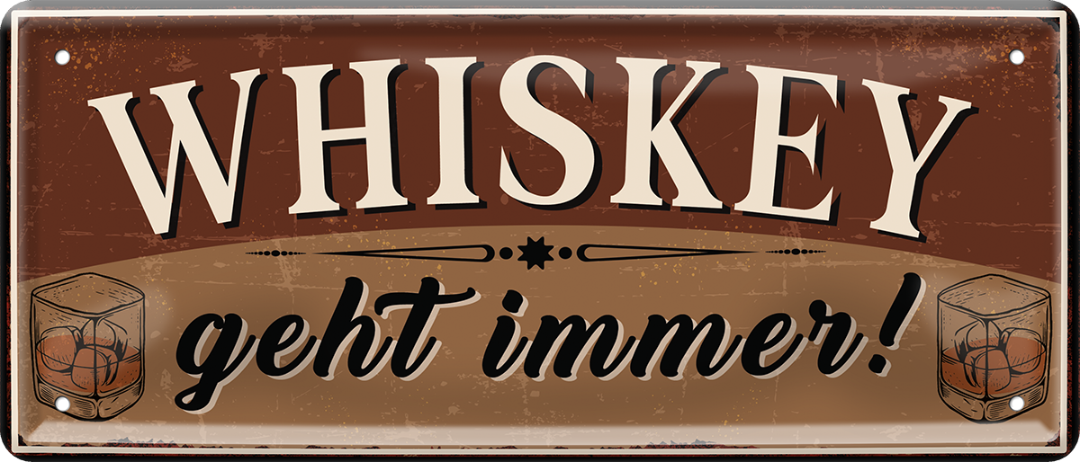4252024253139		 ''Whiskey geht immer!''
Schilderstore24 Blechschilder sind perfekt als Geschenk zu Weihnachten, Geburtstage, Feiern, Partys, Grillabende, Namenstag, Feiertag, Mädelsabend, Hochzeit. Jederzeit stilvoll im Wohnzimmer, Partykeller, Garage, Praxis, Büro, Café, Hauseingang Alkohol Cocktail Bier Sekt Getränk Bier Alkohol schnaps promille tequila   