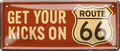 4252024256888		 ''Get your kicks on Route 66''
Schilderstore24 Blechschilder sind perfekt als Geschenk zu Weihnachten, Geburtstage, Feiern, Partys, Grillabende, Namenstag, Feiertag, Mädelsabend, Hochzeit. Jederzeit stilvoll im Wohnzimmer, Partykeller, Garage, biker, zitat, route, highway Mechaniker Auto Motorrad Werkstatt auto lkw brummi tüfteln schrauber
