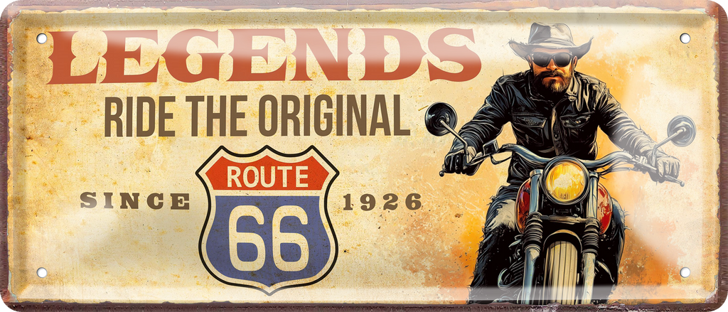 4252024256895		 ''Legends ride the original Route 66''
Schilderstore24 Blechschilder sind perfekt als Geschenk zu Weihnachten, Geburtstage, Feiern, Partys, Grillabende, Namenstag, Feiertag, Mädelsabend, Hochzeit. Jederzeit stilvoll im Wohnzimmer, Partykeller, Garage, biker, zitat, route, highway Mechaniker Auto Motorrad Werkstatt auto lkw brummi tüfteln schrauber