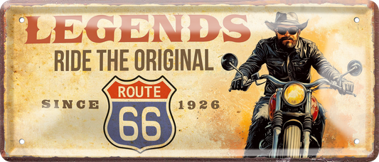 4252024256895		 ''Legends ride the original Route 66''
Schilderstore24 Blechschilder sind perfekt als Geschenk zu Weihnachten, Geburtstage, Feiern, Partys, Grillabende, Namenstag, Feiertag, Mädelsabend, Hochzeit. Jederzeit stilvoll im Wohnzimmer, Partykeller, Garage, biker, zitat, route, highway Mechaniker Auto Motorrad Werkstatt auto lkw brummi tüfteln schrauber