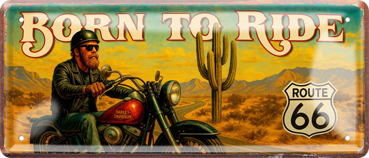 4252024256864		 ''Born to ride Route 66''
Schilderstore24 Blechschilder sind perfekt als Geschenk zu Weihnachten, Geburtstage, Feiern, Partys, Grillabende, Namenstag, Feiertag, Mädelsabend, Hochzeit. Jederzeit stilvoll im Wohnzimmer, Partykeller, Garage, biker, zitat, route, highway Mechaniker Auto Motorrad Werkstatt auto lkw brummi tüfteln schrauber