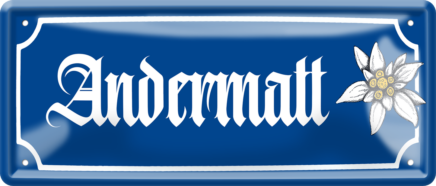 4252024256918		 ''Andermatt (blume)''
Schilderstore24 Blechschilder sind perfekt als Geschenk zu Weihnachten, Geburtstage, Feiern, Partys, Grillabende, Hochzeit. Jederzeit stilvoll im Wohnzimmer, Partykeller, Garage, reiseziel, städte, see, zitat Berge Reisen Wandern Outdoor Natur Urlaub sehenswürdigkeiten insel paradies