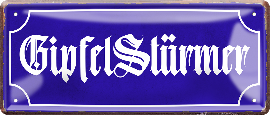 4252024256604		 ''Bergverliebt''
4252024256611		 ''Gipfel Stürmer''
Schilderstore24 Blechschilder sind perfekt als Geschenk. Jederzeit stilvoll im Wohnzimmer, Partykeller, Garage, Praxis, Büro, Café, zitate Berge Reisen Wandern Outdoor Natur Urlaub sehenswürdigkeiten tal freizeit sport