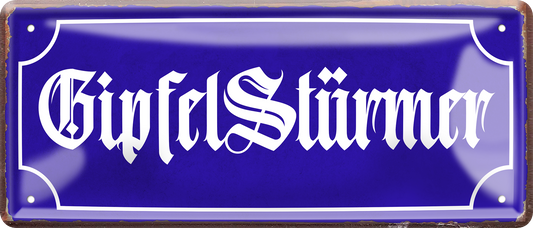 4252024256604		 ''Bergverliebt''
4252024256611		 ''Gipfel Stürmer''
Schilderstore24 Blechschilder sind perfekt als Geschenk. Jederzeit stilvoll im Wohnzimmer, Partykeller, Garage, Praxis, Büro, Café, zitate Berge Reisen Wandern Outdoor Natur Urlaub sehenswürdigkeiten tal freizeit sport