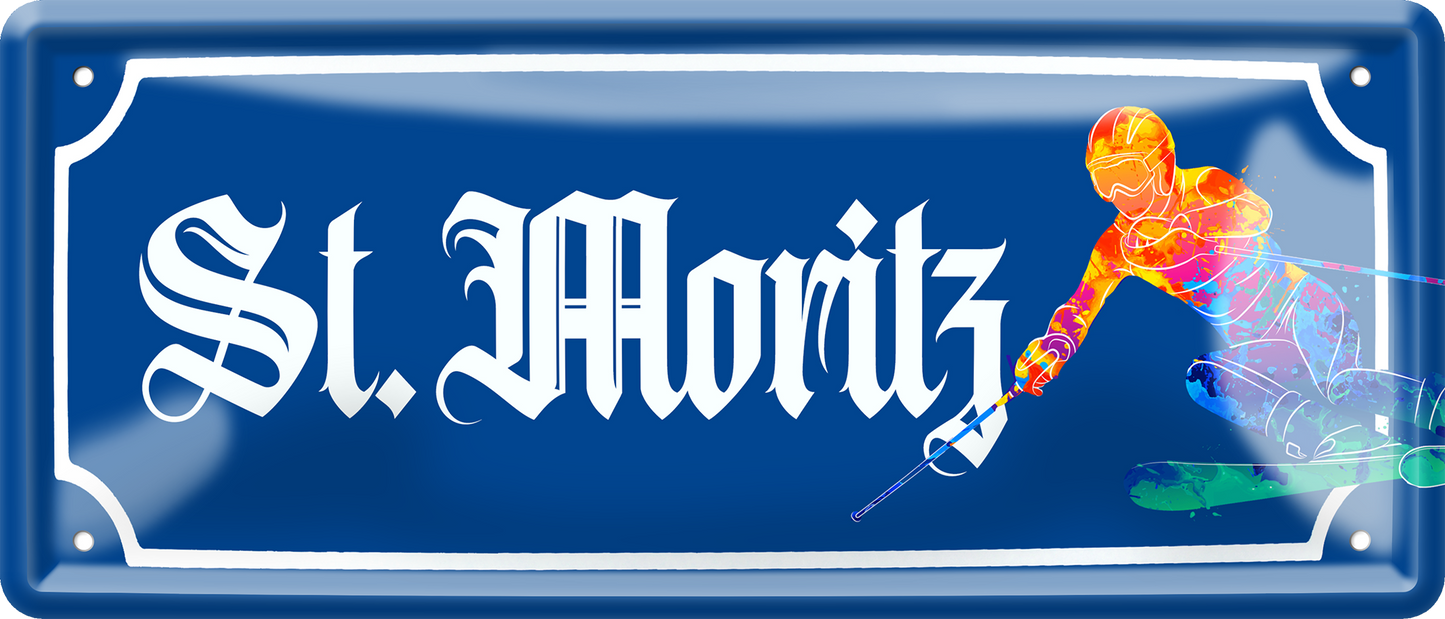4252024257489		 ''St. Moritz (ski)''
Schilderstore24 Blechschilder sind perfekt als Geschenk zu Weihnachten, Geburtstage, Feiern, Partys, Grillabende, Hochzeit. Jederzeit stilvoll im Wohnzimmer, Partykeller, Garage, reiseziel, städte, see, zitat Berge Reisen Wandern Outdoor Natur Urlaub sehenswürdigkeiten insel paradies