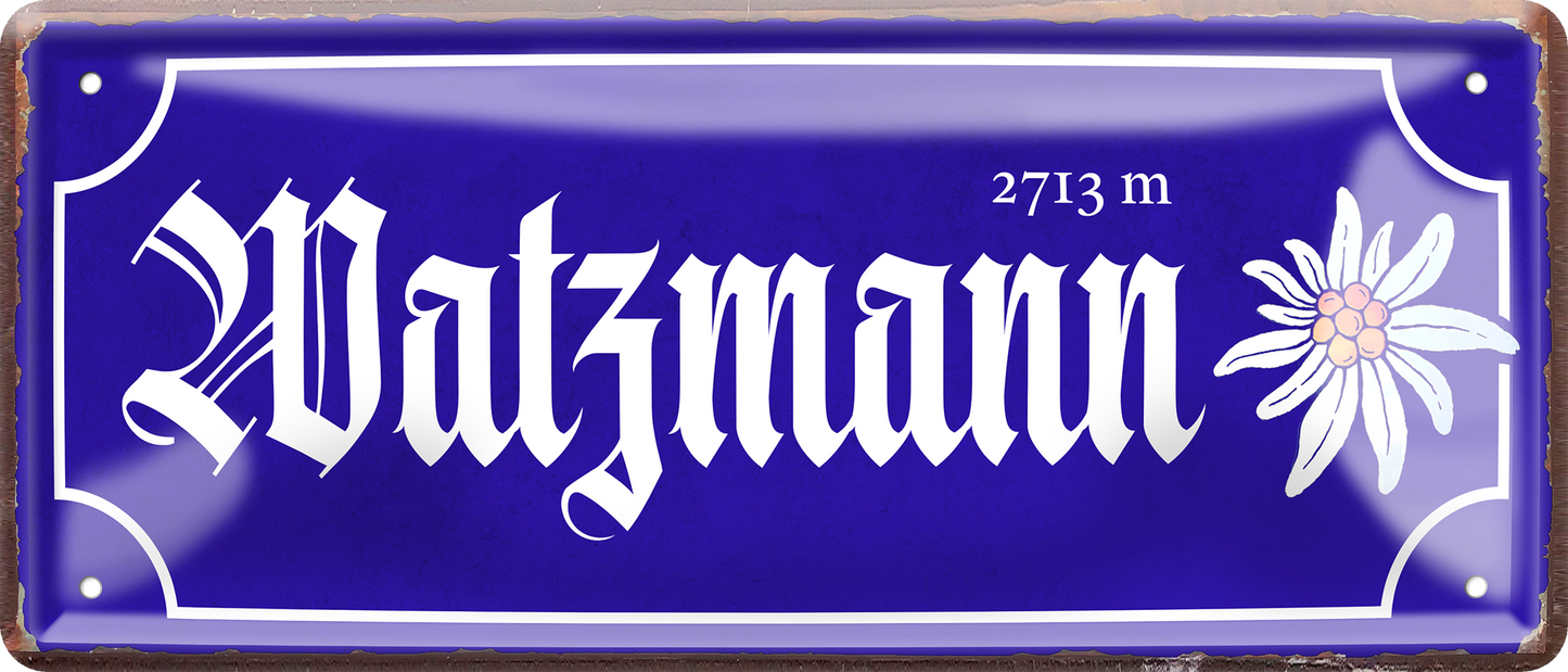 4252024256673		 ''Watzmann (blau)''
 Schilderstore24 Blechschilder sind perfekt als Geschenk. Jederzeit stilvoll im Wohnzimmer, Partykeller, Garage, Praxis, Büro, Café, zitate Berge Reisen Wandern Outdoor Natur Urlaub sehenswürdigkeiten tal freizeit sport
