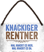 4252024242973	Schilderstore24 	 ''Knackiger Rentner'' Schilderstore24 Blechschilder sind perfekt als Geschenk zu Weihnachten, Geburtstage, Feiern, Partys, Grillabende, Namenstag, Feiertag, Mädelsabend, Hochzeit. Jederzeit stilvoll im Wohnzimmer, Partykeller, Garage, Praxis, Büro, Café, Hauseingang Familie Zuhause Eltern Geschwister oma opa familie mama papa geschwister