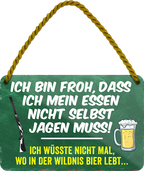4252024242843	Schilderstore24 	 ''Ich bin froh, dass ich mein essen nicht jagen muss''Schilderstore24 Blechschilder sind perfekt als Geschenk zu Weihnachten, Geburtstage, Feiern, Partys, Grillabende, Namenstag, Feiertag, Mädelsabend, Hochzeit. Jederzeit stilvoll im Wohnzimmer, Partykeller, Garage, Praxis, Büro, Café, Hauseingang Lebensmittel Kaffee Kuchen Tee Grill crepes teigware süßigkeit essen grill wurst