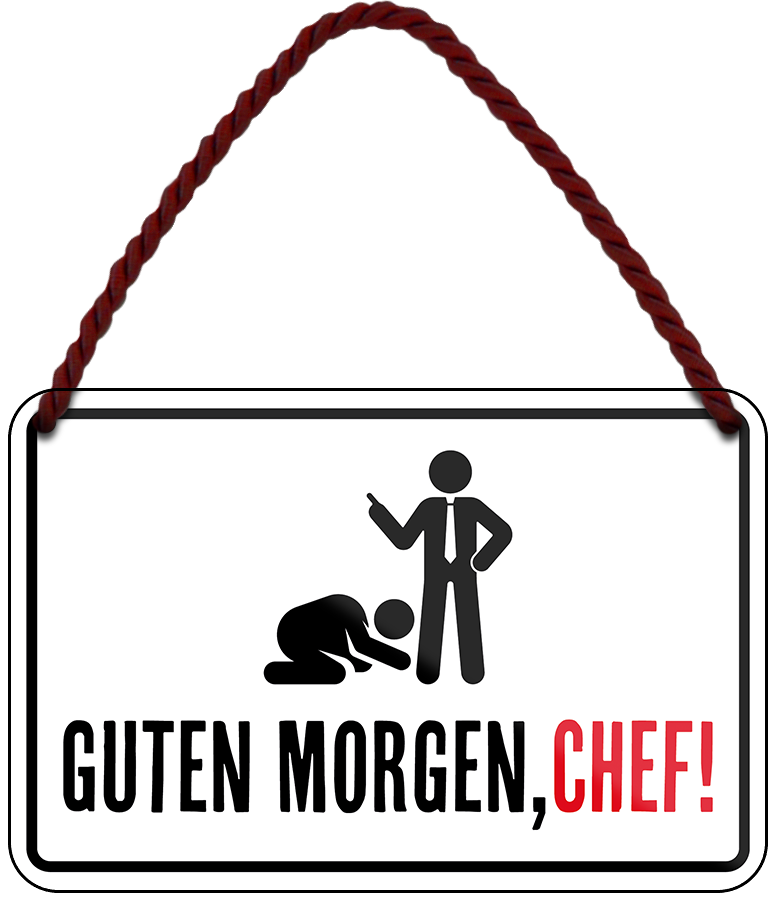 4252024242799	Schilderstore24 	 ''Guten morgen Chef'' Schilderstore24 Blechschilder sind perfekt als Geschenk zu Weihnachten, Geburtstage, Feiern, Partys, Grillabende, Namenstag, Feiertag, Mädelsabend, Hochzeit. Jederzeit stilvoll im Wohnzimmer, Partykeller, Garage, Praxis, Büro, Café, Hauseingang Büro Chef Angestellter Arbeit Job Arbeitsplatz Alltag Beruf Ausbildung